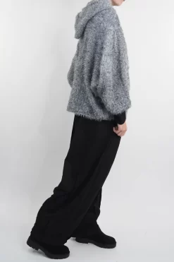 Laundry B Chenille Hooded Buckle Bomber Jacket Slate -Fashion Women's Store laundry b chenille hooded buckle bomber grey2.jpg