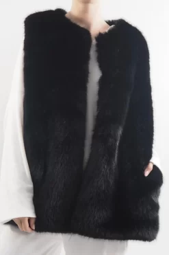 Laundry B Courchevel Faux Fur Gilet Black