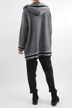 Laundry B Dogtooth Hooded Knit Blazer Mono -Fashion Women's Store laundry b dogtooth hooded knit blazer mono03.jpg