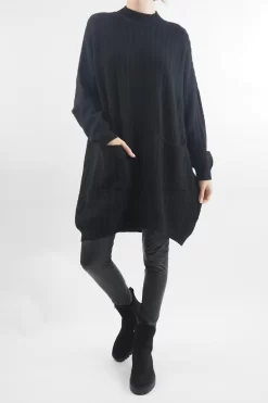 Laundry B Retro Wave Longline Knit Top Black