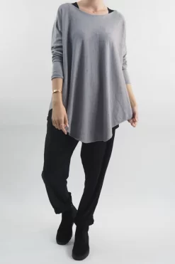 Laundry B Scoopy Knit Top Grey Marl