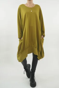 Made In Italy Apres Dip Side Bubble Tunic Oil
