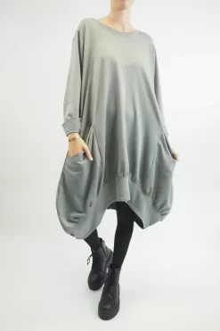 Made In Italy Apres Dip Side Bubble Tunic Steel