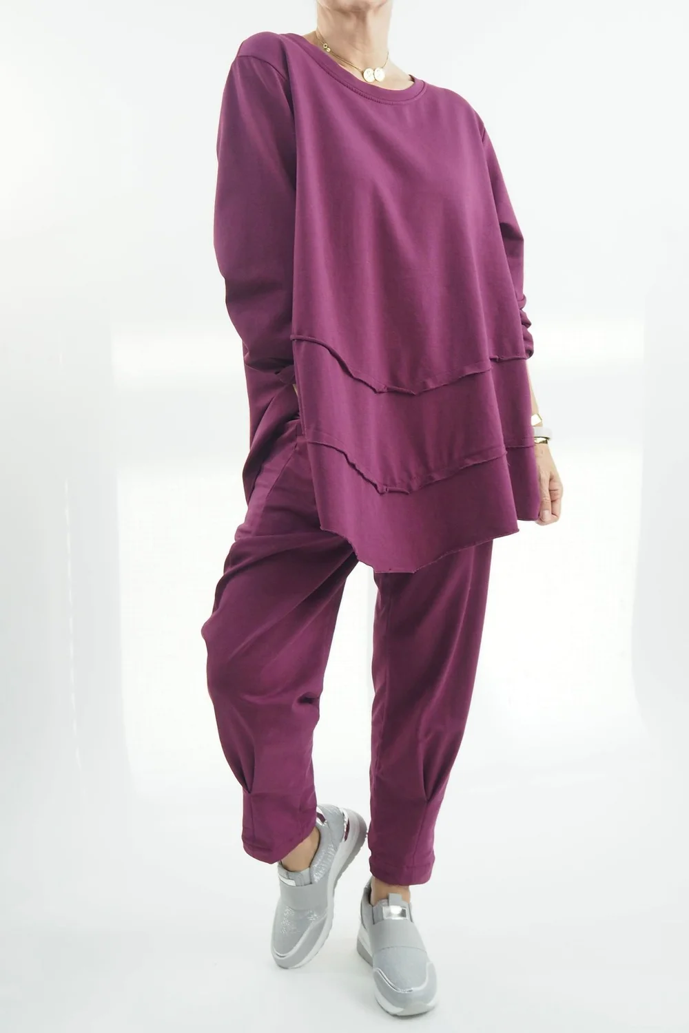 Made In Italy Apres Double V Raw Edge Top Plum 3 Made In Italy Apres Double V Raw Edge Top Plum