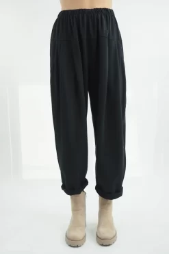 Made In Italy Apres Flat Front Pleat Jogger Black /
