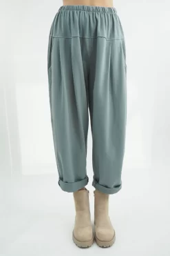 Made In Italy Apres Flat Front Pleat Jogger Steel