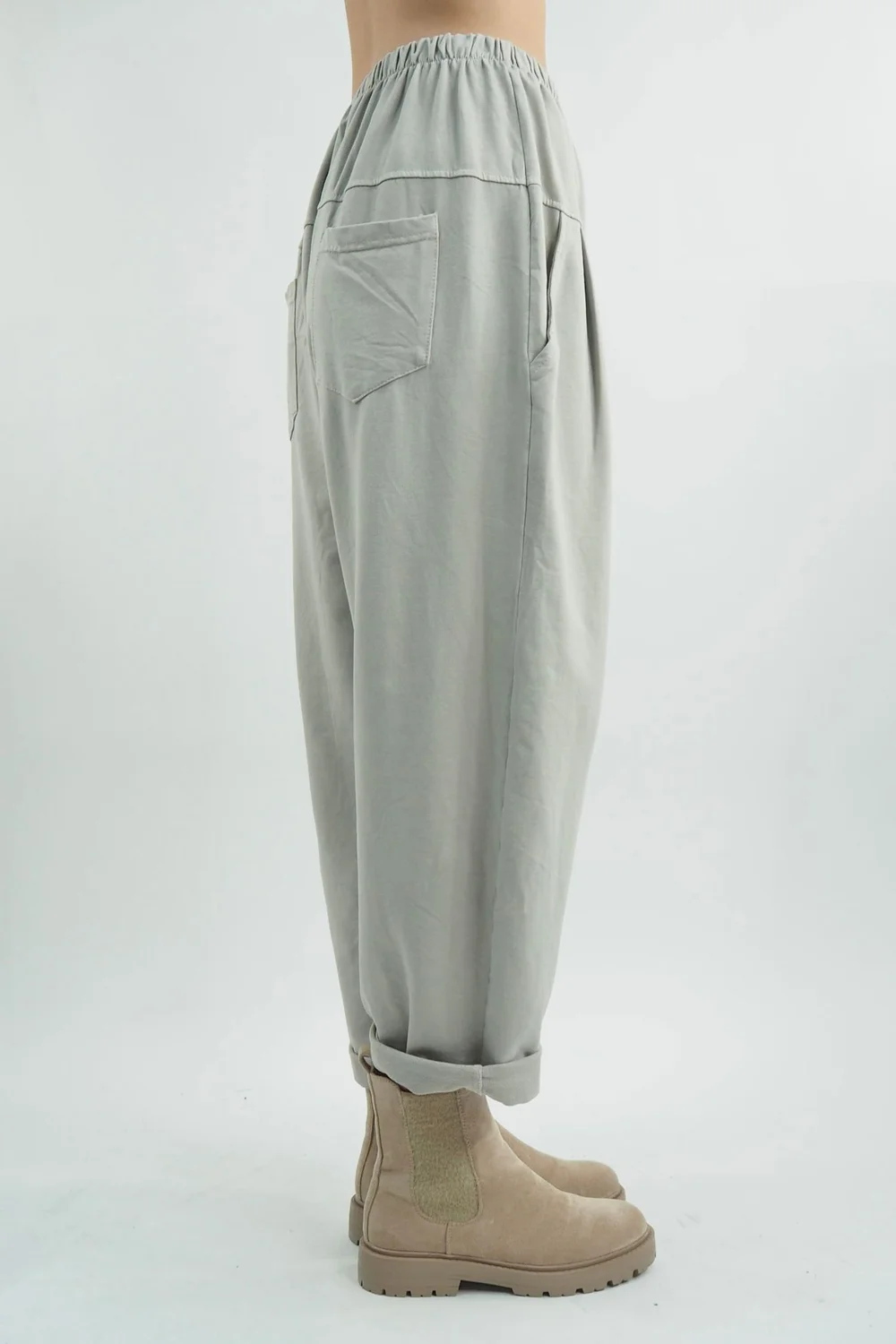 Made In Italy Apres Flat Front Pleat Jogger Stone 4 Made In Italy Apres Flat Front Pleat Jogger Stone - Image 2