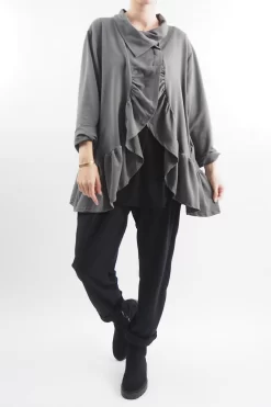 Made In Italy Apres Ruffle Jacket Khaki