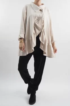 Made In Italy Apres Ruffle Jacket Stone