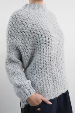 Made In Italy Arlo Basket Knit Top Dove