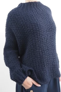 Made In Italy Arlo Basket Knit Top Ink