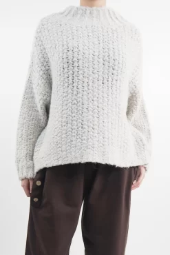 Made In Italy Arlo Basket Knit Top Oatmeal