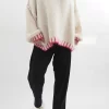 Made In Italy Arlo Oversized Blanket Stitch Knit Top Ecru -Fashion Women's Store made in italy arlo oversized contrast knit ecru 1.jpg