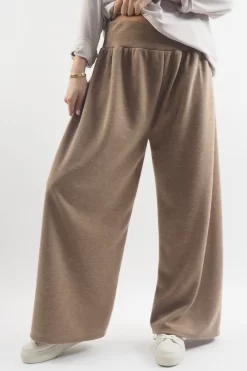 Made In Italy Belgravia Pull On Stretch Wide Leg Trouser Camel