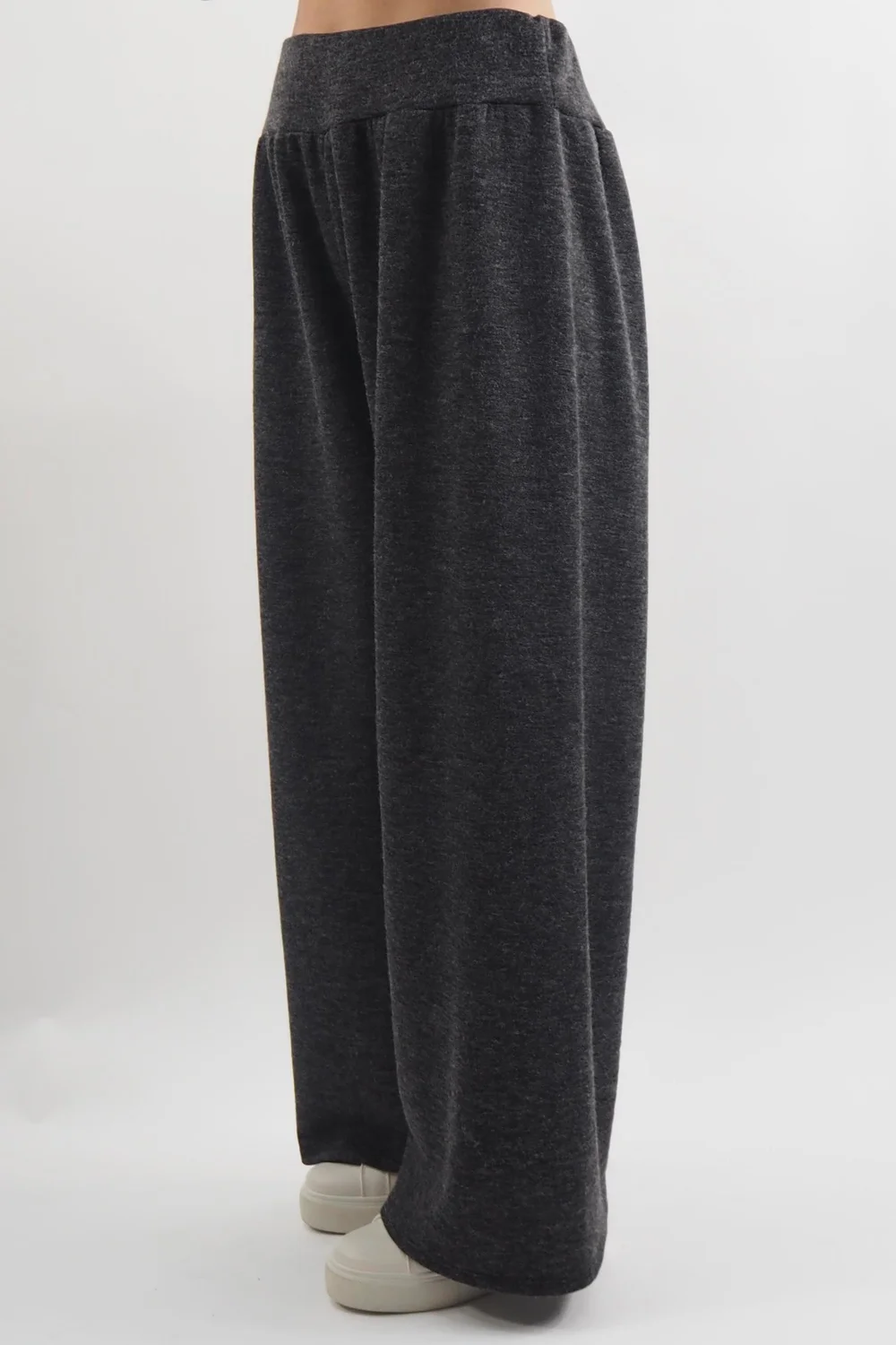 Made In Italy Belgravia Pull On Stretch Wide Leg Trouser Charcoal Marl 4 Made In Italy Belgravia Pull On Stretch Wide Leg Trouser Charcoal Marl - Image 2
