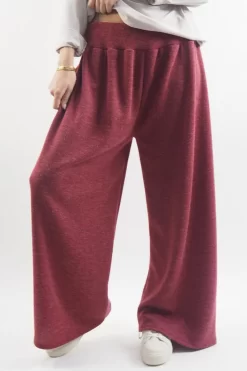 Made In Italy Belgravia Pull On Stretch Wide Leg Trouser Cranberry Marl