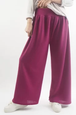 Made In Italy Belgravia Pull On Stretch Wide Leg Trouser Magenta /
