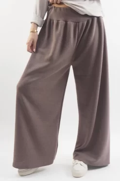 Made In Italy Belgravia Pull On Stretch Wide Leg Trouser Mink