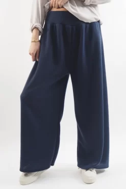 Made In Italy Belgravia Pull On Stretch Wide Leg Trouser Navy