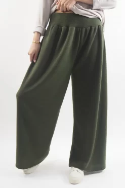 Made In Italy Belgravia Pull On Stretch Wide Leg Trouser Olive /