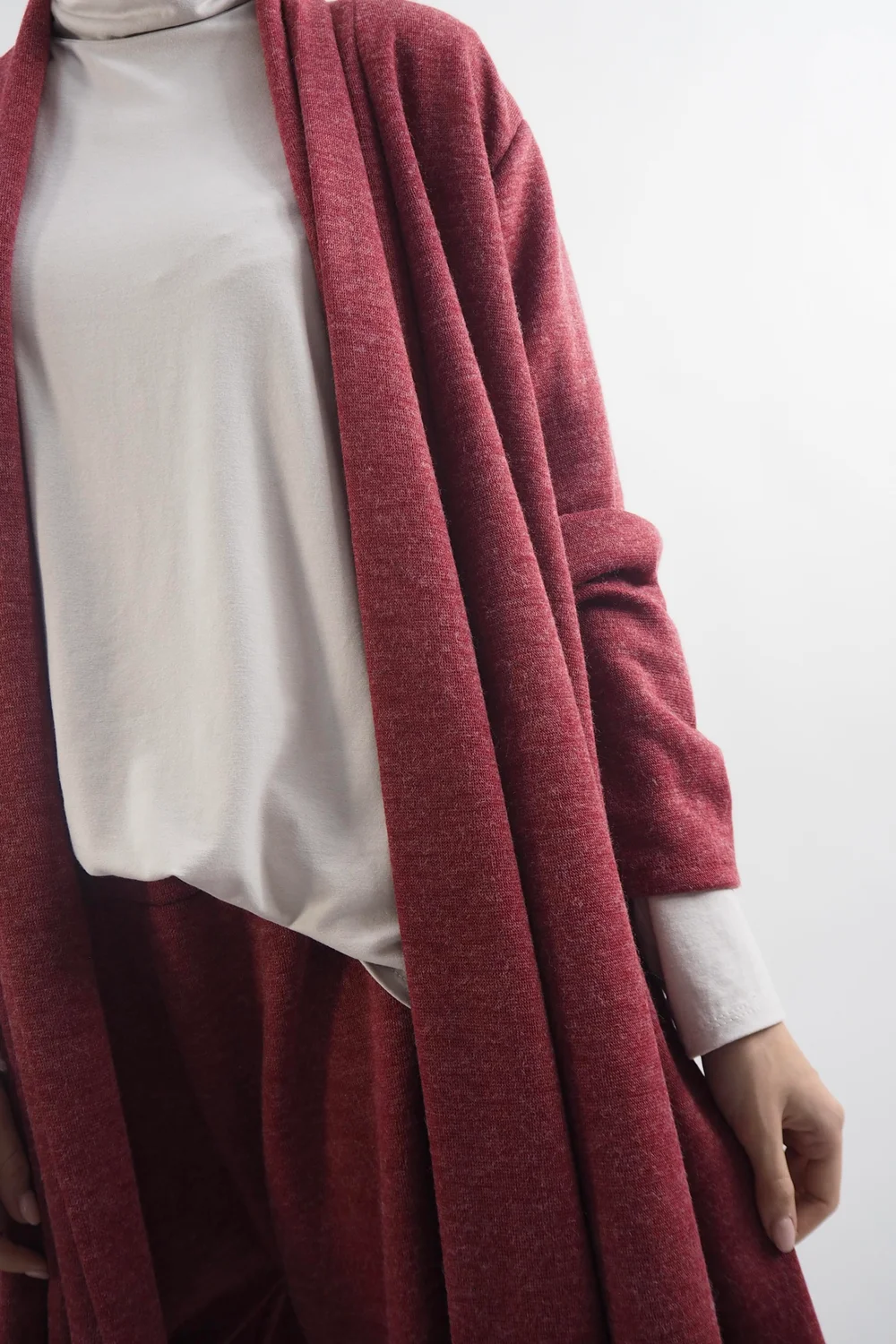 Made In Italy Belgravia Stretch Duster Jacket Cranberry Marl 4 Made In Italy Belgravia Stretch Duster Jacket Cranberry Marl - Image 2