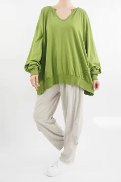 Made In Italy Bodhi Slouch V Sweatshirt Matcha -Fashion Women's Store made in italy bodhi slouch v sweatshirt matcha04.jpg