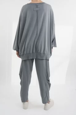 Made In Italy Bodhi Slouch V Sweatshirt Steel -Fashion Women's Store made in italy bodhi slouch v sweatshirt steel03.jpg