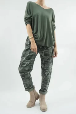 Made In Italy Camo Classic Magic Trouser Khaki -Fashion Women's Store made in italy camo classic magic trouser khaki05.jpg