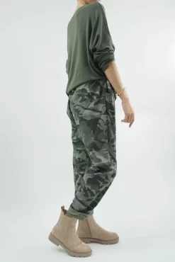 Made In Italy Camo Classic Magic Trouser Khaki -Fashion Women's Store made in italy camo classic magic trouser khaki06.jpg
