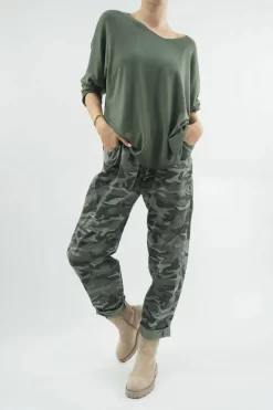Made In Italy Camo Classic Magic Trouser Khaki -Fashion Women's Store made in italy camo classic magic trouser khaki08.jpg