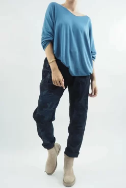 Made In Italy Camo Classic Magic Trouser Navy -Fashion Women's Store made in italy camo classic magic trouser navy05.jpg