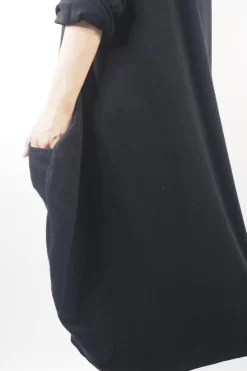 Made In Italy Chalet Classic Cocoon Knit Dress Black -Fashion Women's Store made in italy chalet classic cocoon knit dress black03.jpg