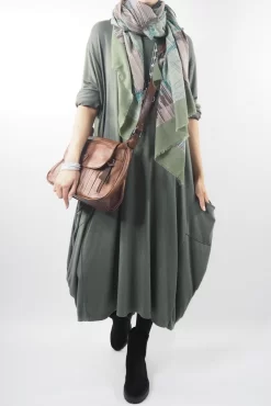 Made In Italy Chalet Classic Cocoon Knit Dress Bonsai Green -Fashion Women's Store made in italy chalet classic cocoon knit dress bonsai green01.jpg