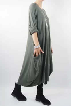 Made In Italy Chalet Classic Cocoon Knit Dress Bonsai Green -Fashion Women's Store made in italy chalet classic cocoon knit dress bonsai green03.jpg