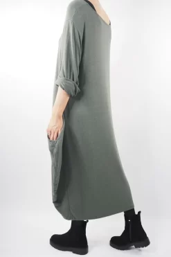 Made In Italy Chalet Classic Cocoon Knit Dress Bonsai Green -Fashion Women's Store made in italy chalet classic cocoon knit dress bonsai green04.jpg