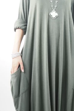 Made In Italy Chalet Classic Cocoon Knit Dress Bonsai Green -Fashion Women's Store made in italy chalet classic cocoon knit dress bonsai green05.jpg