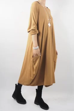 Made In Italy Chalet Classic Cocoon Knit Dress Camel Brown -Fashion Women's Store made in italy chalet classic cocoon knit dress camel brown02.jpg