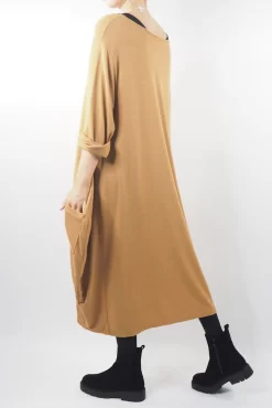 Made In Italy Chalet Classic Cocoon Knit Dress Camel Brown -Fashion Women's Store made in italy chalet classic cocoon knit dress camel brown03.jpg