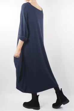 Made In Italy Chalet Classic Cocoon Knit Dress Ink Blue -Fashion Women's Store made in italy chalet classic cocoon knit dress ink blue03.jpg