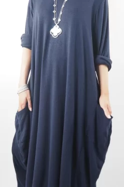 Made In Italy Chalet Classic Cocoon Knit Dress Ink Blue -Fashion Women's Store made in italy chalet classic cocoon knit dress ink blue04.jpg