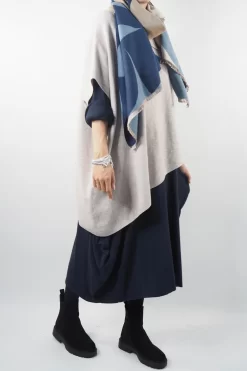 Made In Italy Chalet Classic Cocoon Knit Dress Ink Blue -Fashion Women's Store made in italy chalet classic cocoon knit dress ink blue06.jpg