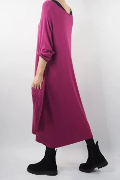 Made In Italy Chalet Classic Cocoon Knit Dress Magenta Pink -Fashion Women's Store made in italy chalet classic cocoon knit dress magenta pink04.jpg