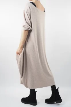 Made In Italy Chalet Classic Cocoon Knit Dress Oatmeal Beige -Fashion Women's Store made in italy chalet classic cocoon knit dress oatmeal beige03.jpg