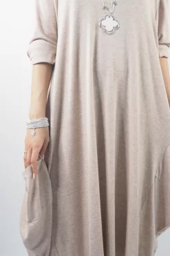 Made In Italy Chalet Classic Cocoon Knit Dress Oatmeal Beige -Fashion Women's Store made in italy chalet classic cocoon knit dress oatmeal beige04.jpg