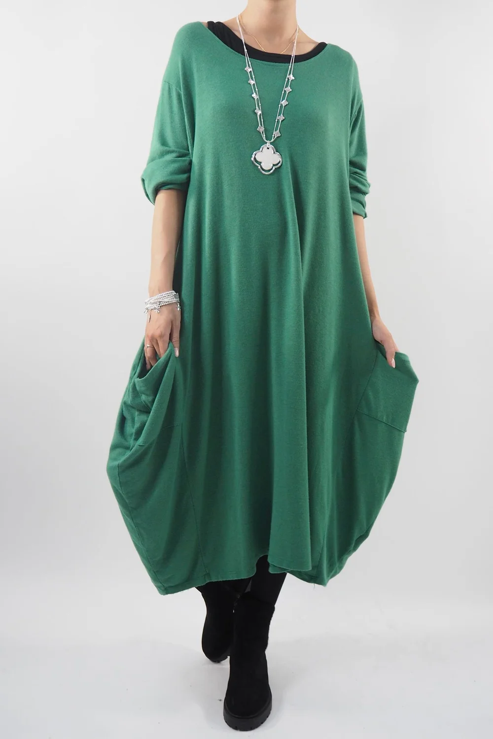 Made In Italy Chalet Classic Cocoon Knit Dress Plant Green 3 Made In Italy Chalet Classic Cocoon Knit Dress Plant Green