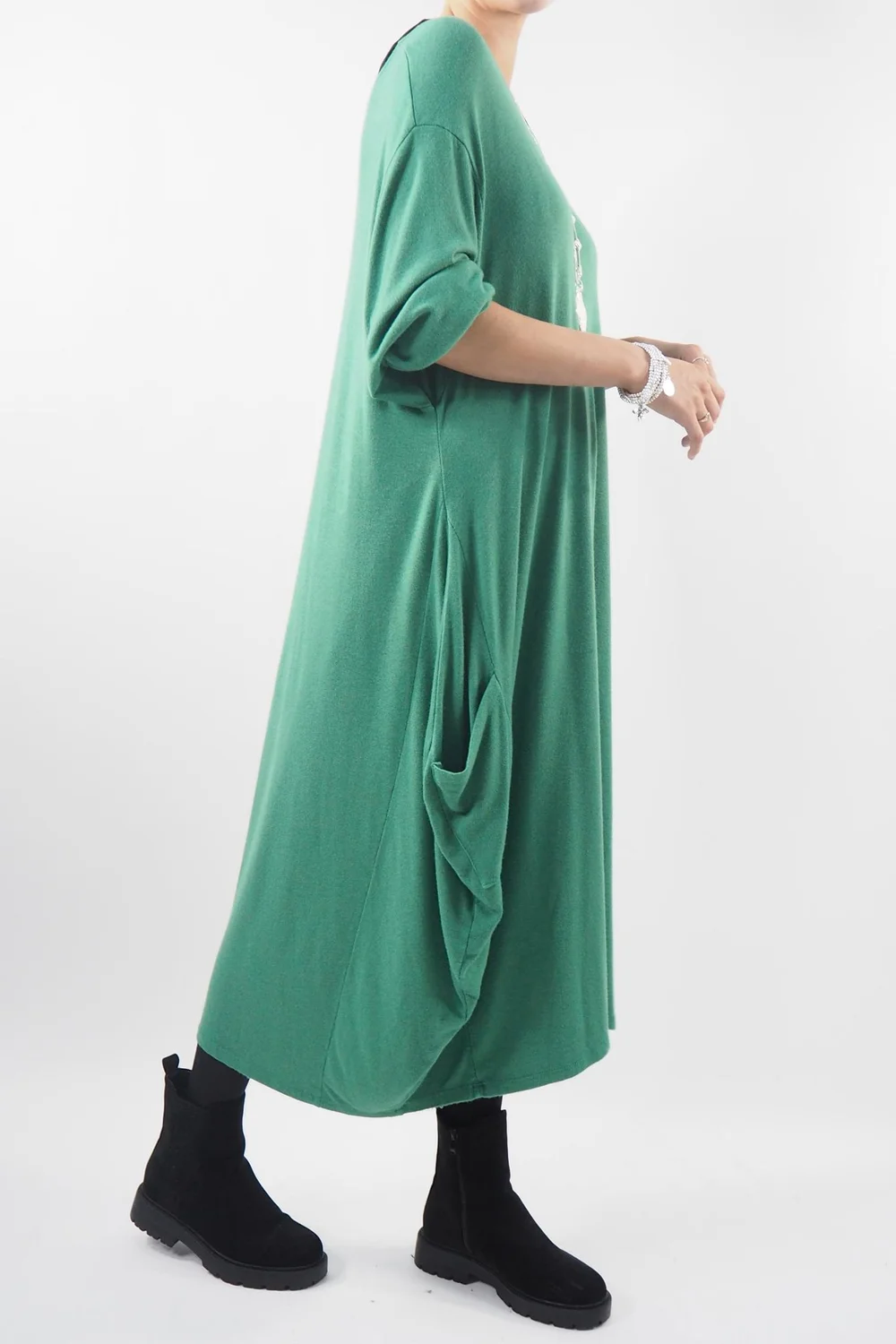 Made In Italy Chalet Classic Cocoon Knit Dress Plant Green 4 Made In Italy Chalet Classic Cocoon Knit Dress Plant Green - Image 2