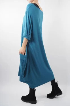 Made In Italy Chalet Classic Cocoon Knit Dress Prussian Blue -Fashion Women's Store made in italy chalet classic cocoon knit dress prussian blue03.jpg