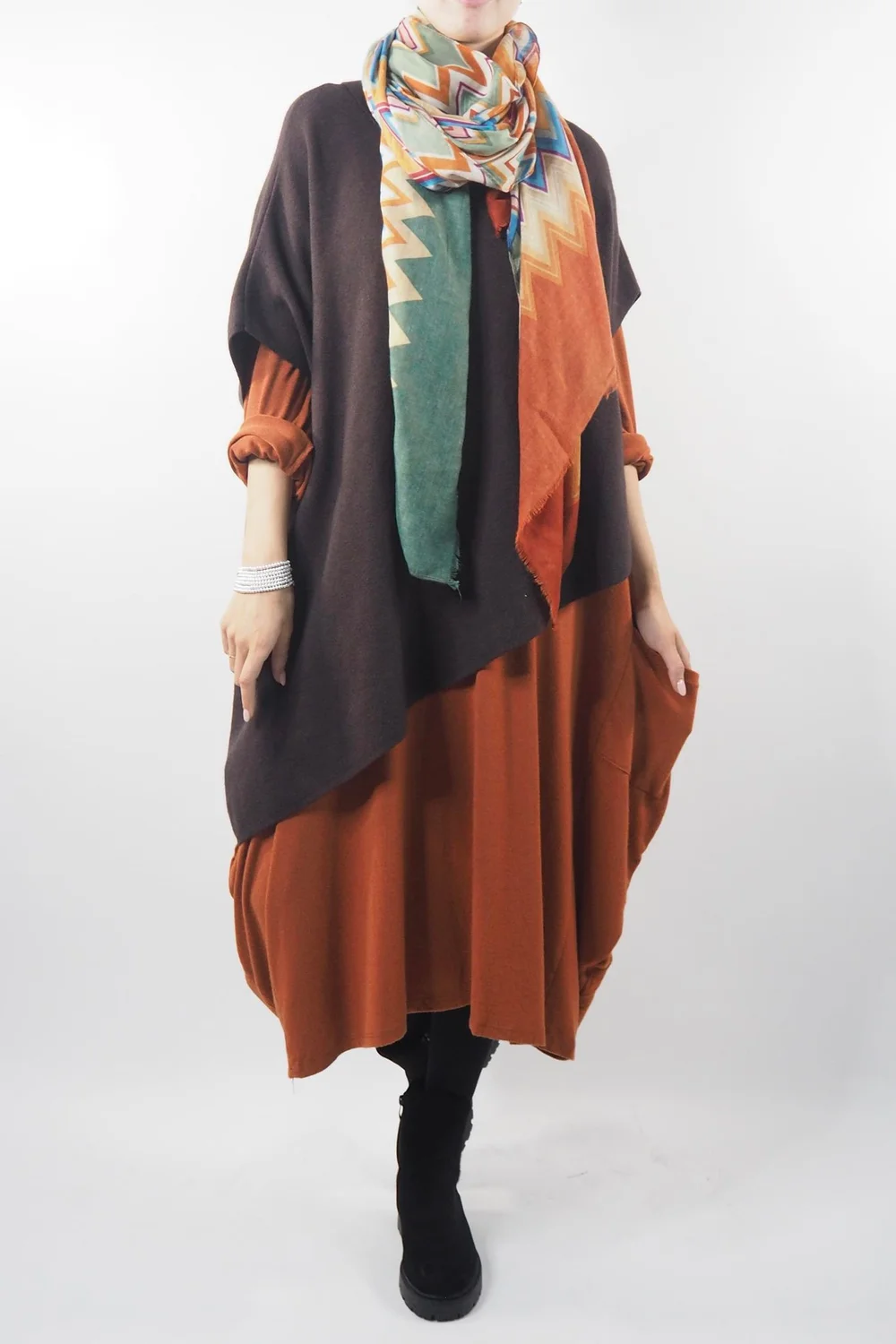 Made In Italy Chalet Classic Cocoon Knit Dress Saffron Rust 7 Made In Italy Chalet Classic Cocoon Knit Dress Saffron Rust - Image 5