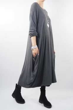 Made In Italy Chalet Classic Cocoon Knit Dress Shadow Grey -Fashion Women's Store made in italy chalet classic cocoon knit dress shadow grey03.jpg