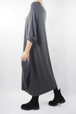 Made In Italy Chalet Classic Cocoon Knit Dress Shadow Grey -Fashion Women's Store made in italy chalet classic cocoon knit dress shadow grey04.jpg